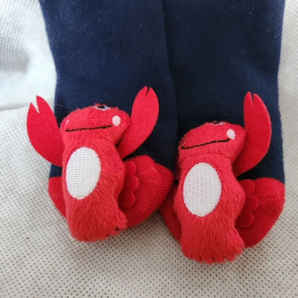 NWT Piero Liventi Boogie Toes Socks Red Lobster Navy Blue Rattle Stars Toddlers